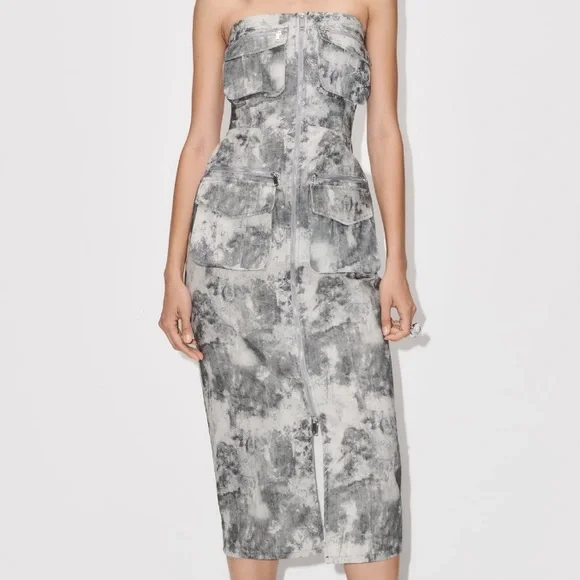 NEW! Zara Printed Cargo Dress with pockets - Picture 3 of 15